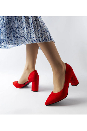 Sargent røde pumps med blokhæl