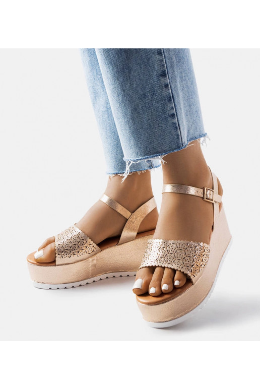 Gold Openwork Platform Sandaler Stockton