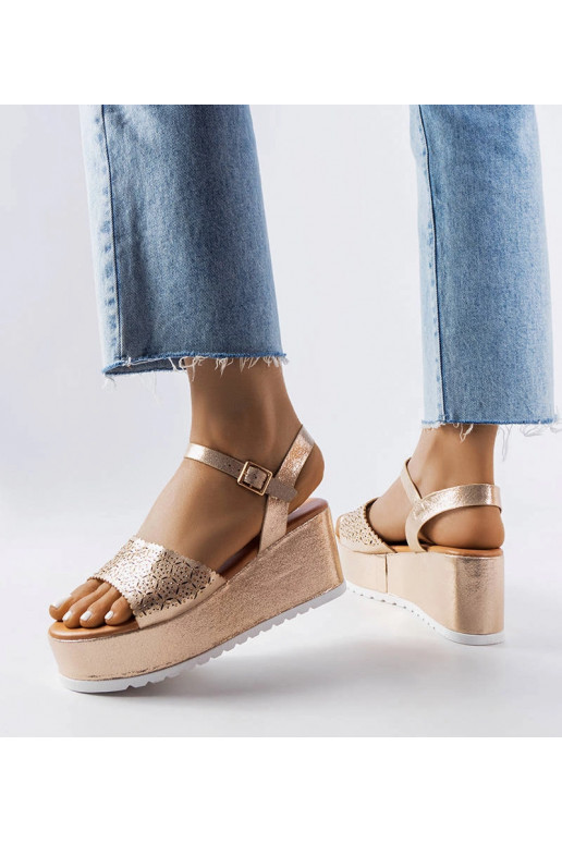 Gold Openwork Platform Sandaler Stockton
