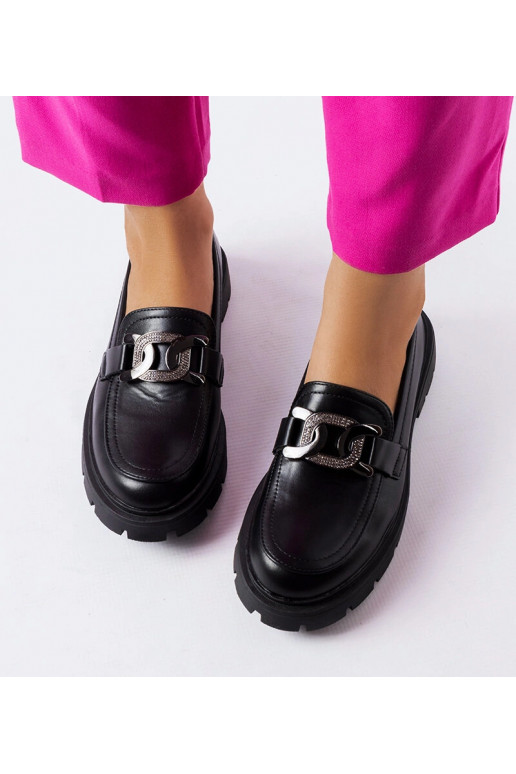 Sorte elegante loafers med zirkoner...
