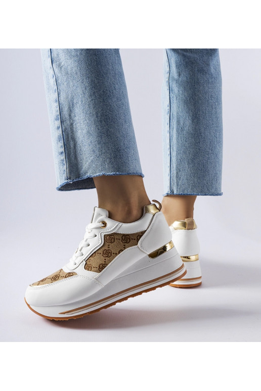 Hvide wedge sneakers med Rouxi print