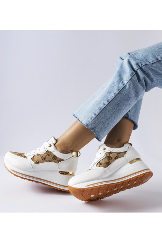 Hvide wedge sneakers med Rouxi print