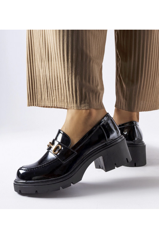 Sorte højhælede Fabrizio-sko i lak