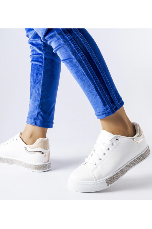 Hvide og beige sneakers med zirkoner...