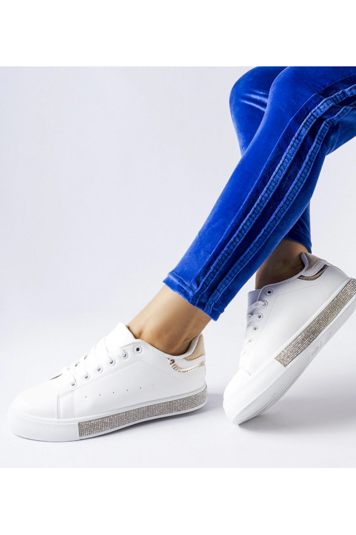 Hvide og beige sneakers med zirkoner...