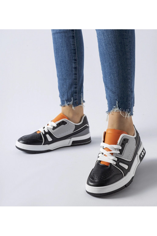 Sorte sko med orange pløs Archie