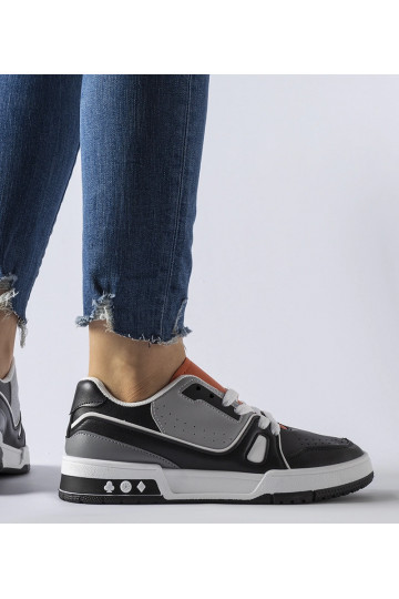 Sorte sko med orange pløs... 2