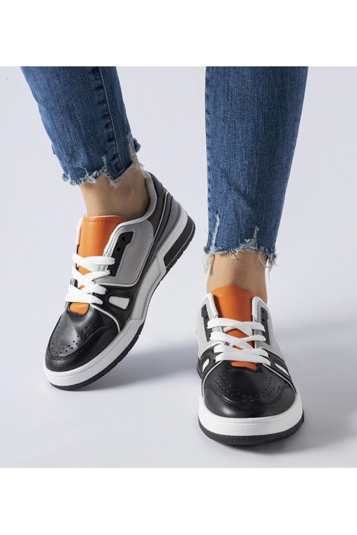 Sorte sko med orange pløs Archie