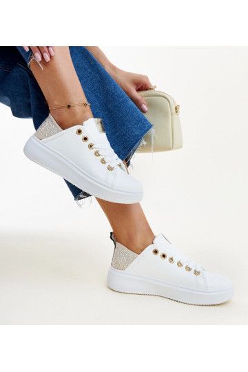 Hvide og beige sneakers med...
