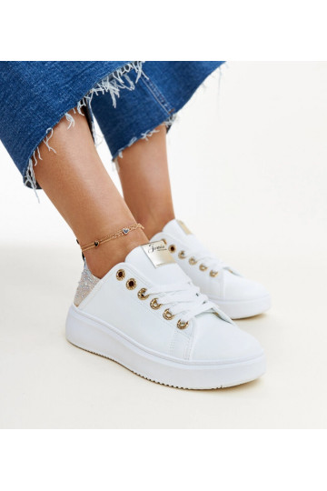 Hvide og beige sneakers med... 2