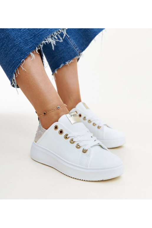Hvide og beige sneakers med zirkoner...