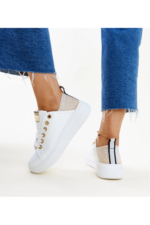 Hvide og beige sneakers med zirkoner...