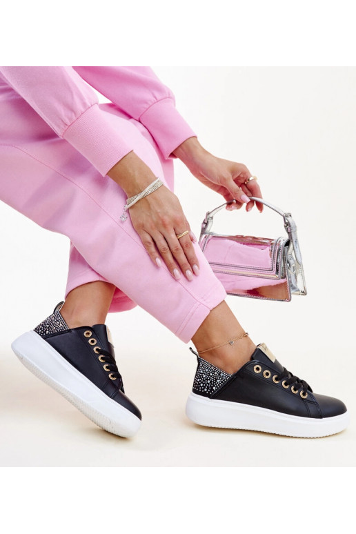 Sorte sneakers med zirkoner Antonietta