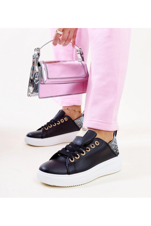 Sorte sneakers med zirkoner Antonietta