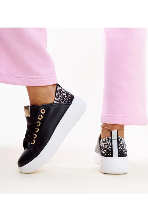 Sorte sneakers med zirkoner Antonietta
