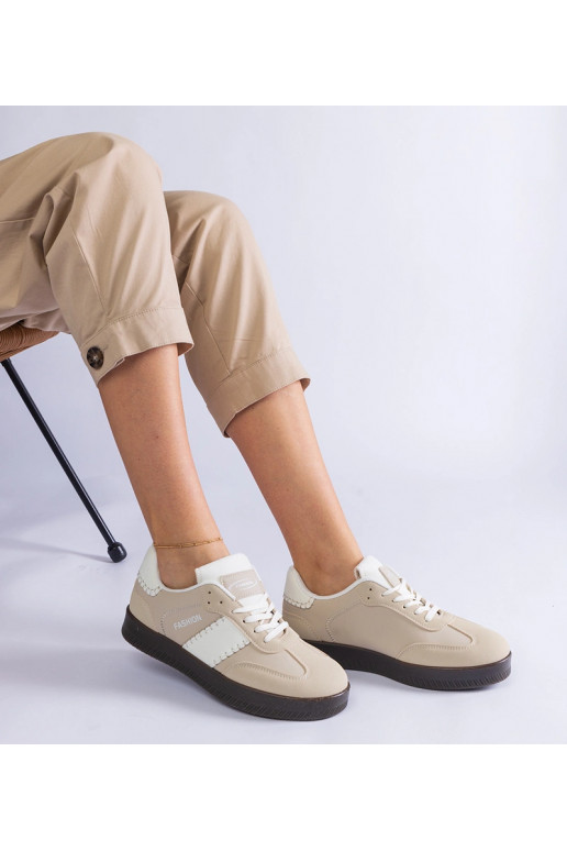 Beige platform sneakers med syninger...