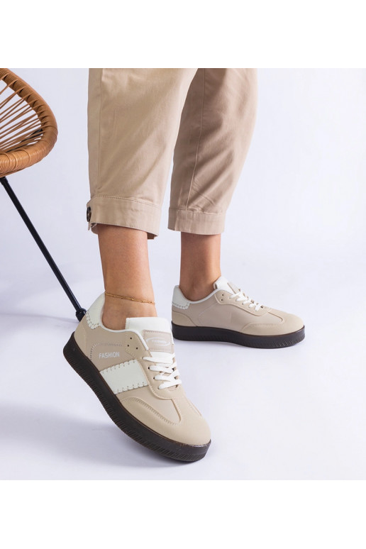 Beige platform sneakers med syninger...