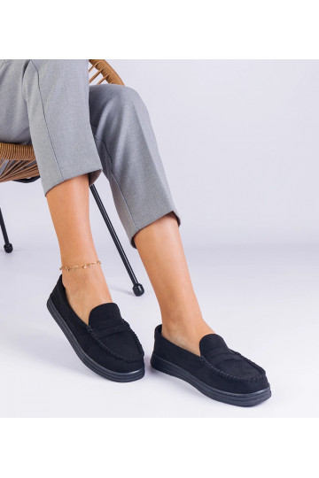 Zwarte dames schoenen van kunstsuède Sevilia