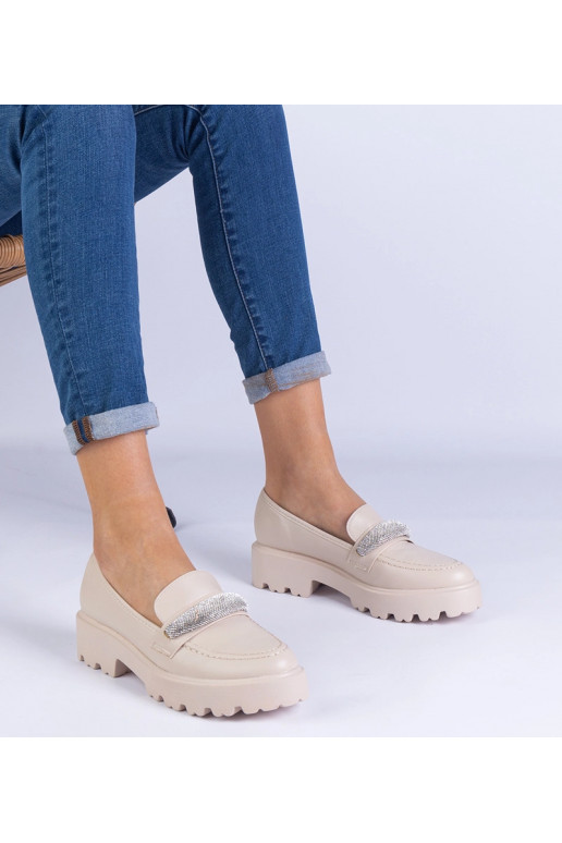 Beige dame loafers dekoreret med...