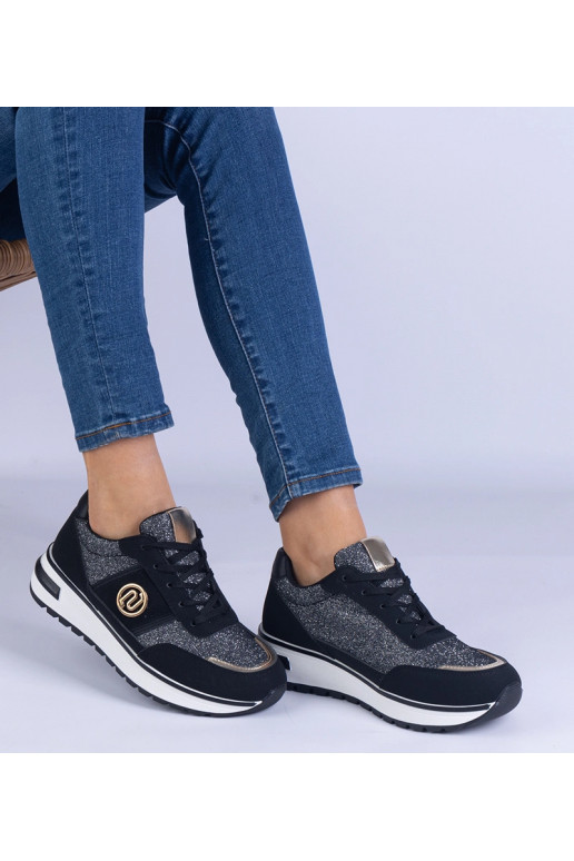 Sorte skinnende sneakers med...