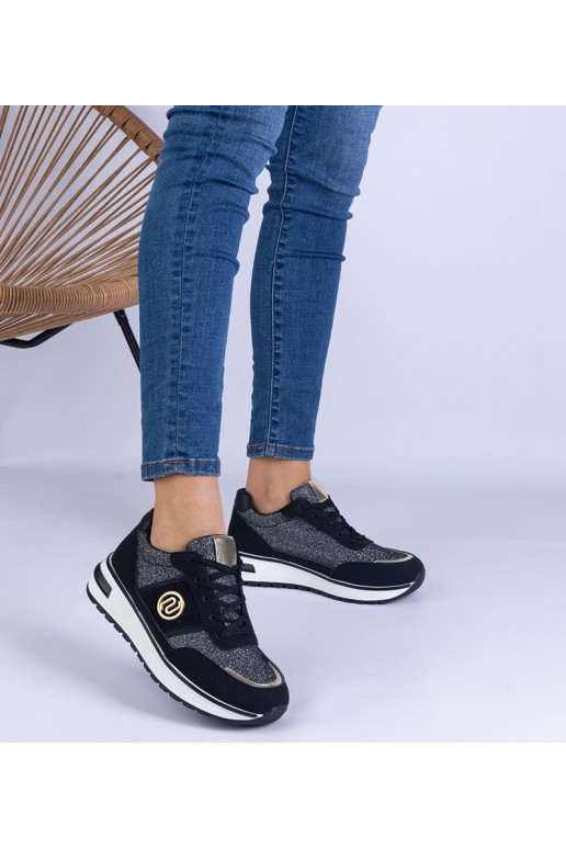 Sorte skinnende sneakers med...