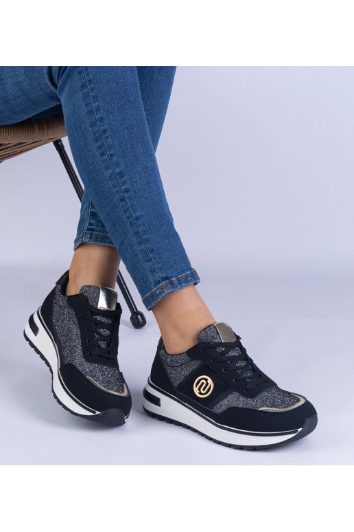 Sorte skinnende sneakers med...