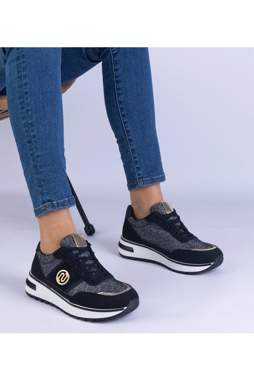 Sorte skinnende sneakers med...