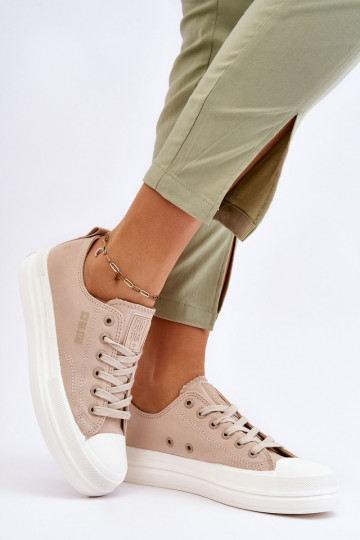 Lage sneakers met veters Big Star LL274969 zandkleur