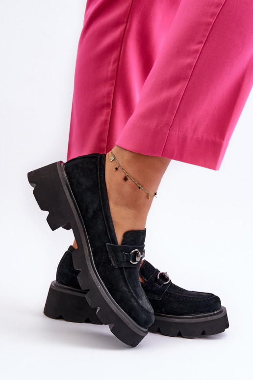 Dames mocassins van suede zwarte...