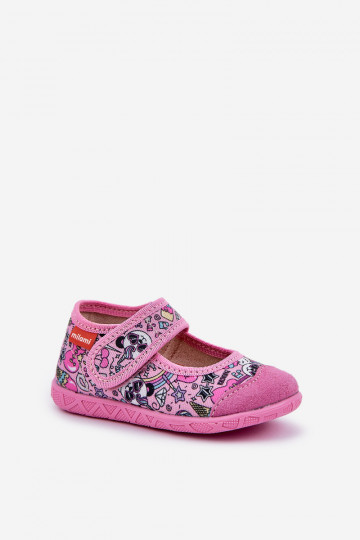 Slippers Milami Kinderen met klittenband IN Panda Bear in roze Esnia