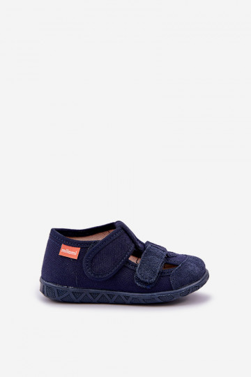 Slippers Milami Kinderen met klittenband in donkerblauw Reathiana 2
