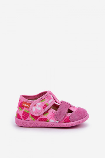 Slippers Milami Kinderen met zelfklevende bevestigingsmiddelen IN Aardbeien roze Reathiana 2