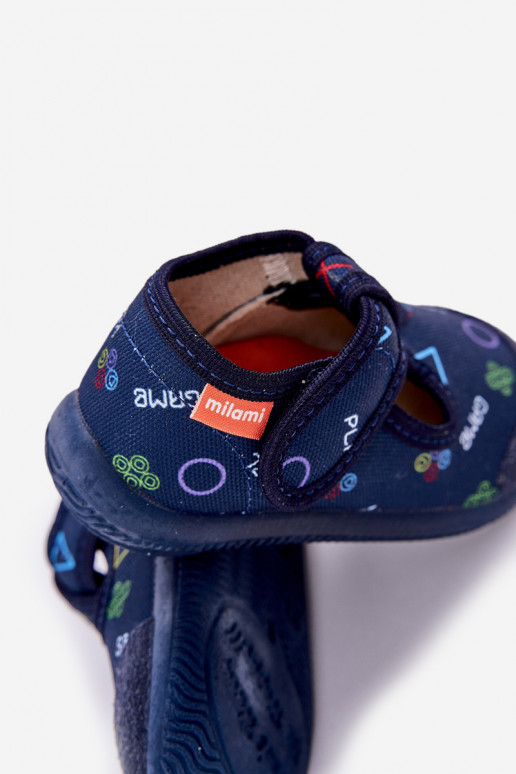 Slippers Milami Kinderen Elastyczne met zelfklevende bevestigingsmiddelen donkerblauIn Ambette