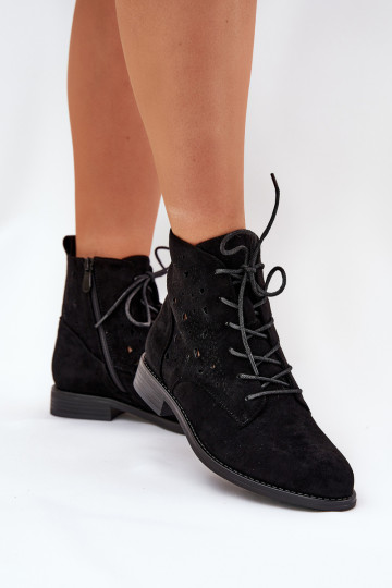 Veterschoenen met uitsnede S.Barski HY51-136 in zwart