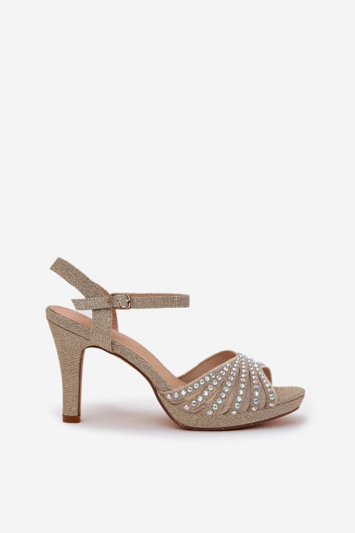 sandalen met dunne hakken Met Decoratie En glitter D&A MR1038-33 gouden kleur sandalen met dunne hakken Met Decoratie En glitter D&A MR1038-33 gouden kleur