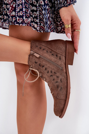 Laag Laarzen met opengeInerkte elementen S.Barski HY51-185 bruine kleur 2