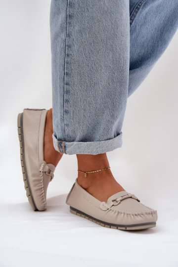 gelijk aan Leer Mocassins met ornamenten S.Barski LR51-547 beige