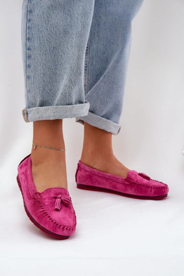 Dames plat Klassieke suède loafers S.Barski LR51-548 roze 2
