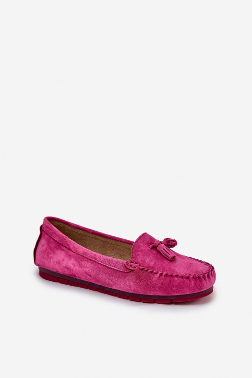 Dames plat Klassieke suède loafers S.Barski LR51-548 roze Dames plat Klassieke suède loafers S.Barski LR51-548 roze