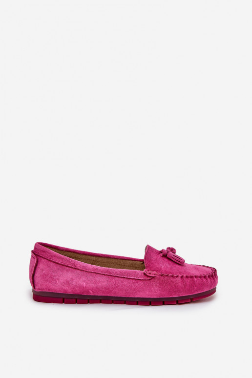 Dames plat Klassieke suède loafers S.Barski LR51-548 roze Dames plat Klassieke suède loafers S.Barski LR51-548 roze