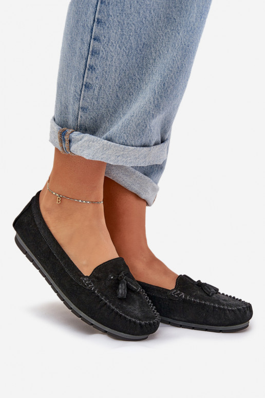 Dames plat Klassieke suède loafers S.Barski LR51-548 zInart