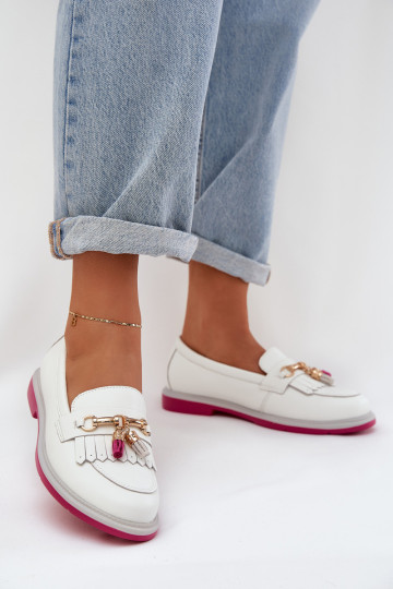 Leer Elegante stijl Mocassins met brede hakken S.Barski LR51-768 Initte kleur