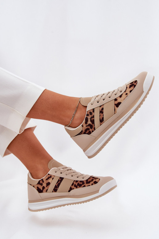 sportschoenen Sneakers model schoenen Dames met luipaardbontpatronen beige-bruine kleur Galabis sportschoenen Sneakers model schoenen Dames met luipaardbontpatronen beige-bruine kleur Galabis