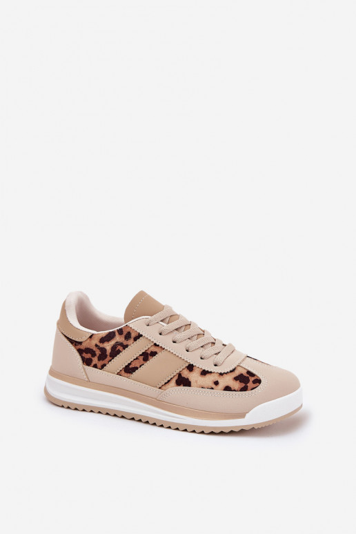sportschoenen Sneakers model schoenen Dames met luipaardbontpatronen beige-bruine kleur Galabis sportschoenen Sneakers model schoenen Dames met luipaardbontpatronen beige-bruine kleur Galabis
