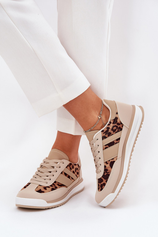 sportschoenen Sneakers model schoenen Dames met luipaardbontpatronen beige-bruine kleur Galabis sportschoenen Sneakers model schoenen Dames met luipaardbontpatronen beige-bruine kleur Galabis
