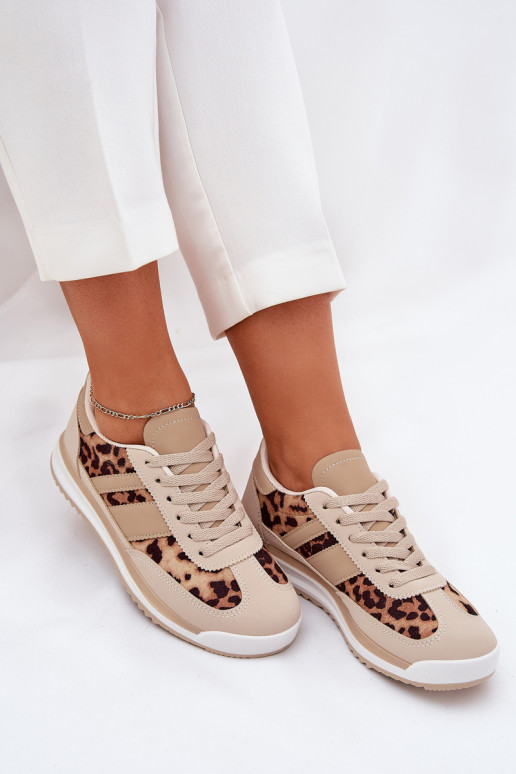 sportschoenen Sneakers model schoenen Dames met luipaardbontpatronen beige-bruine kleur Galabis sportschoenen Sneakers model schoenen Dames met luipaardbontpatronen beige-bruine kleur Galabis