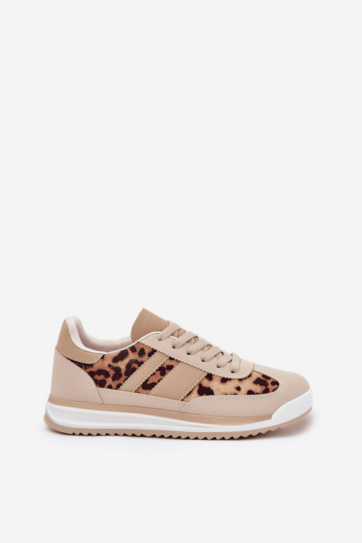 sportschoenen Sneakers model schoenen Dames met luipaardbontpatronen beige-bruine kleur Galabis sportschoenen Sneakers model schoenen Dames met luipaardbontpatronen beige-bruine kleur Galabis