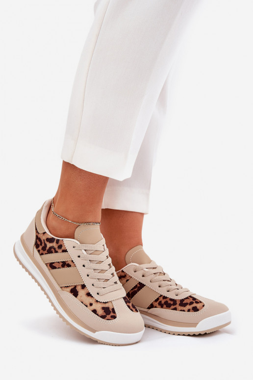 sportschoenen Sneakers model schoenen Dames met luipaardbontpatronen beige-bruine kleur Galabis sportschoenen Sneakers model schoenen Dames met luipaardbontpatronen beige-bruine kleur Galabis