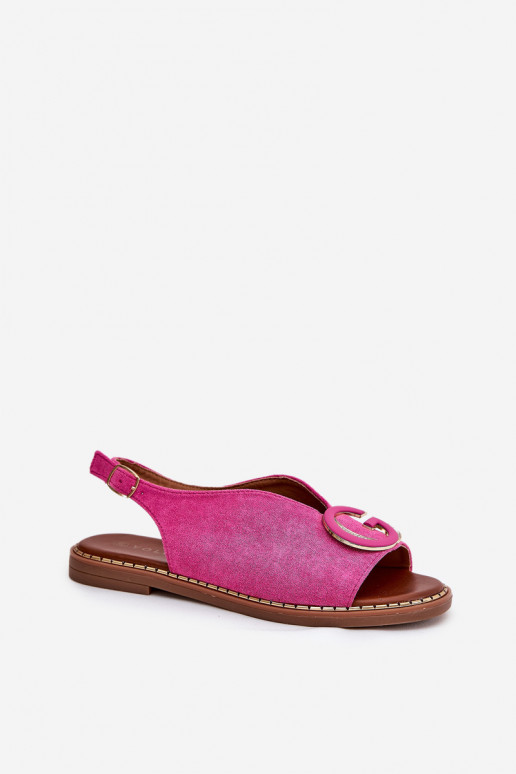 Platte sandalen met ornamenten roze Haliones