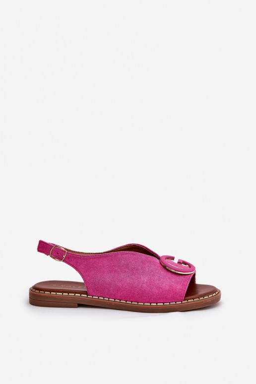 Platte sandalen met ornamenten roze Haliones